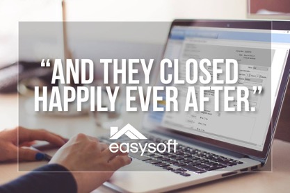 Graphic Of a Person Using a Laptop With the Text "And They Closed Happily Ever After" Over It | EasySoft